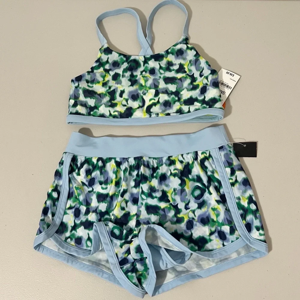 ID‎ Ideology Little Girls Blurred Floral Bikini 2-Pc. Swimwear Set Size Small